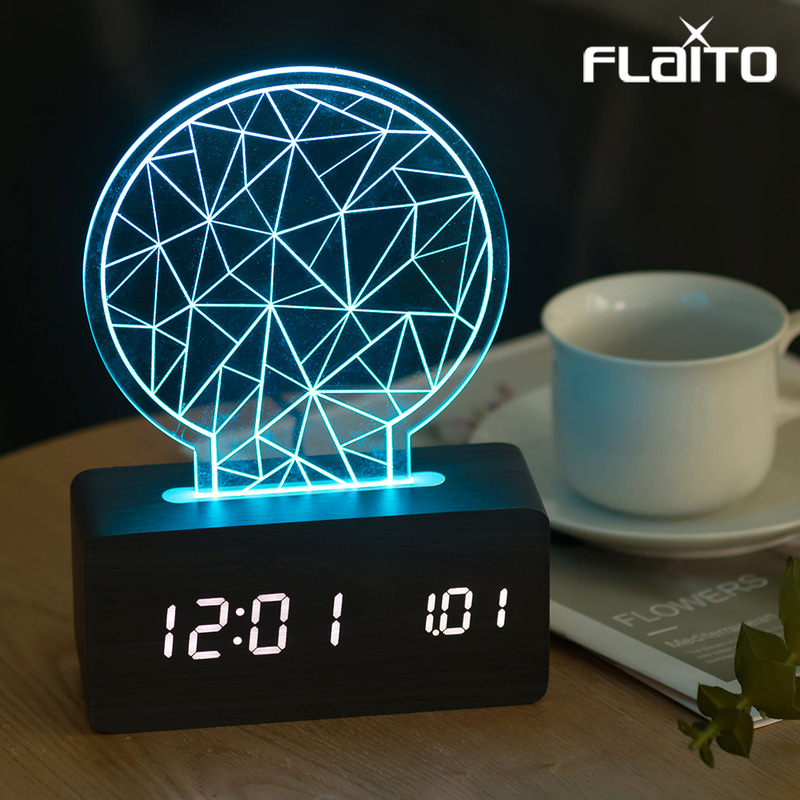 플라이토 우드 로맨틱 감성 무드등 LED 탁상시계